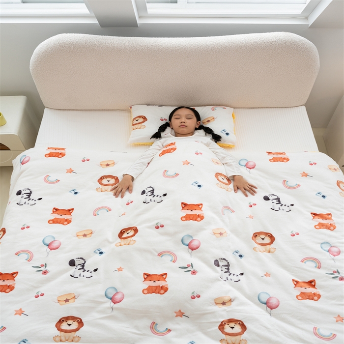 91家纺网 家纺一手货源 找家纺 艾佳宝贝 2024牛奶绒豆豆绒可拆式多功能防踢被 防踢被-萌趣动物园