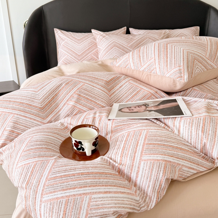 91家纺网 家纺一手货源 找家纺 千朵 2024新款轻奢全棉磨毛四件套 艾文咖