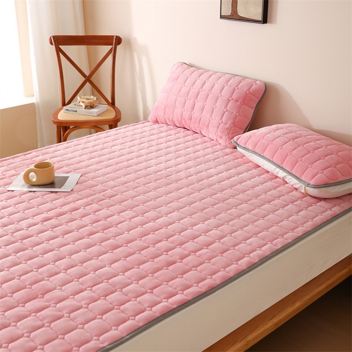 91家纺网 家纺一手货源 找家纺 凌云家纺 2025新款A类牛奶绒床垫软垫学生宿舍单人床褥可机洗 桃花粉