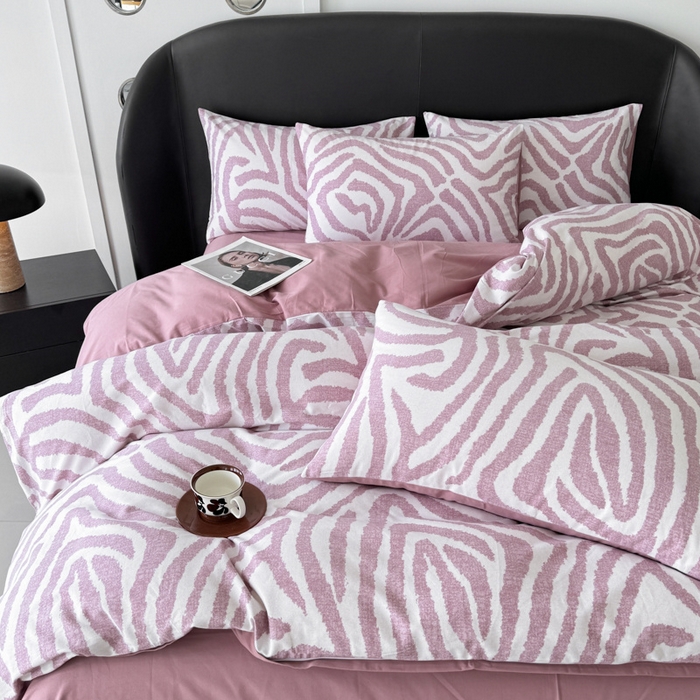 91家纺网 家纺一手货源 找家纺 千朵 2024新款轻奢全棉磨毛四件套 马德里红