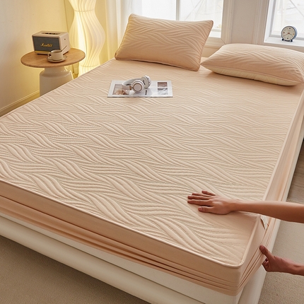 91家纺网 家纺一手货源 找家纺 （总）盛眠 2025新款水洗棉夹棉床笠-云漾