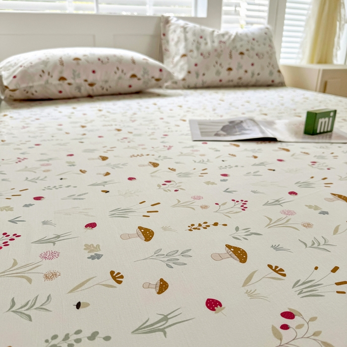 91家纺网 家纺一手货源 找家纺 柠馨 2024新款简约全棉时尚印花床笠 阳光森林