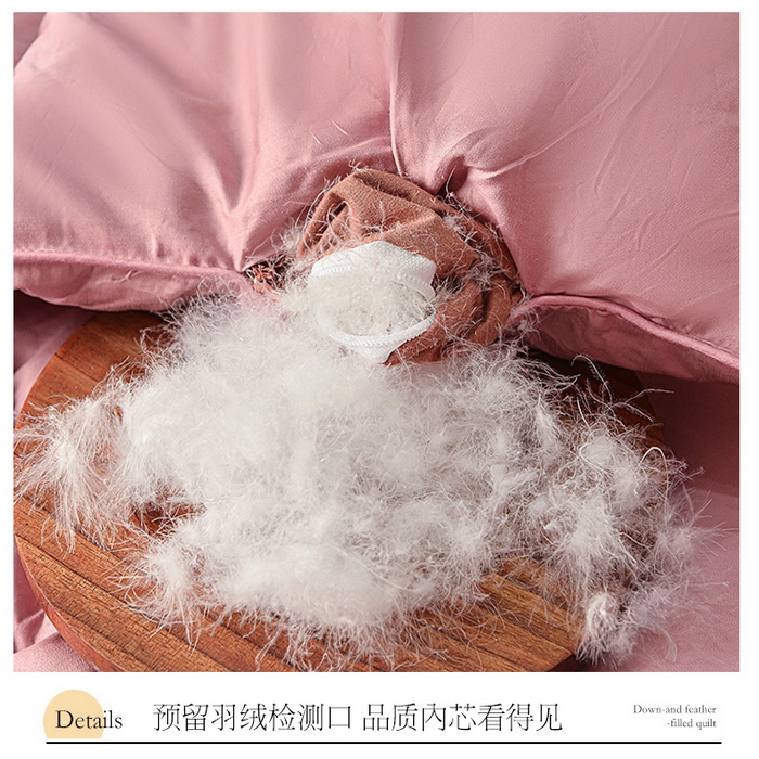 91家纺网 家纺一手货源 找家纺 兰言诺羽绒被 2025新款雅韵-全棉柔赛丝纽花羽绒被 豆沙