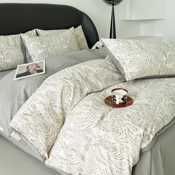 91家纺网 家纺一手货源 找家纺 千朵 2024新款轻奢全棉磨毛四件套 偶遇绿