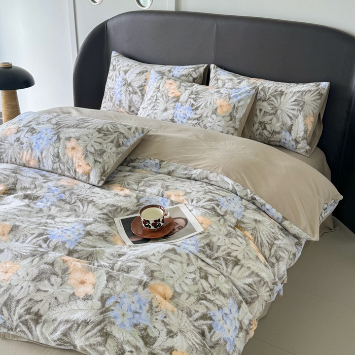 91家纺网 家纺一手货源 找家纺 千朵 2024新款轻奢全棉磨毛四件套 上春山