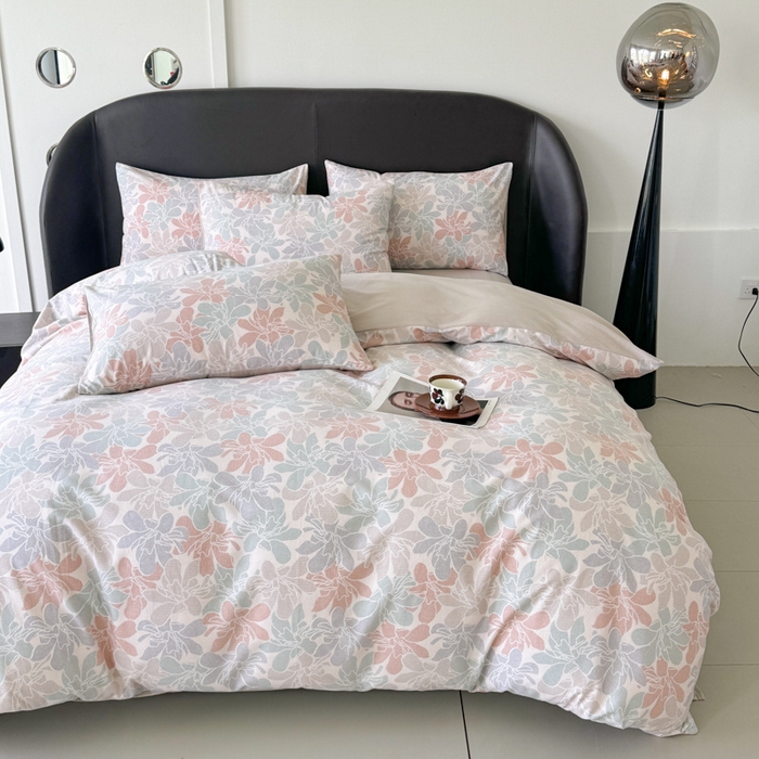 91家纺网 家纺一手货源 找家纺 千朵 2024新款轻奢全棉磨毛四件套 语叶