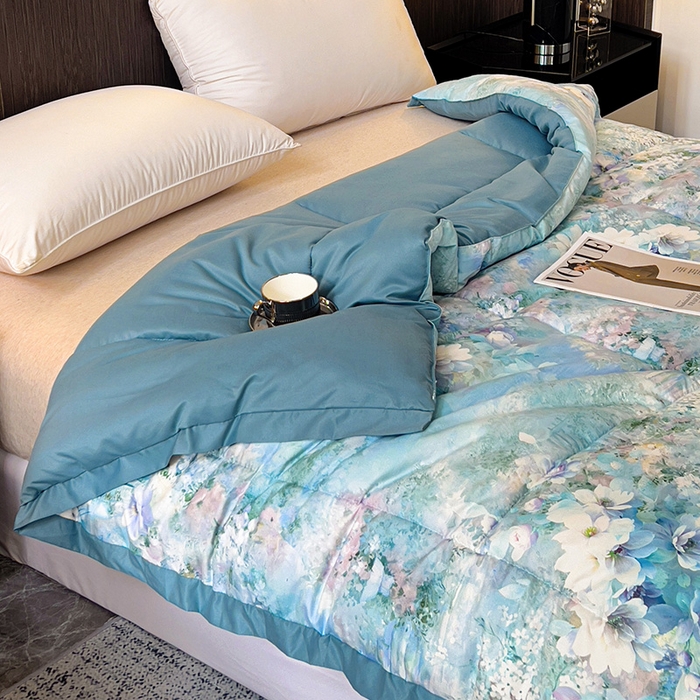 91家纺网 家纺一手货源 找家纺 亚龙工厂店 2024新款全棉数码印花鹿锦棉大豆冬被 江临仙境