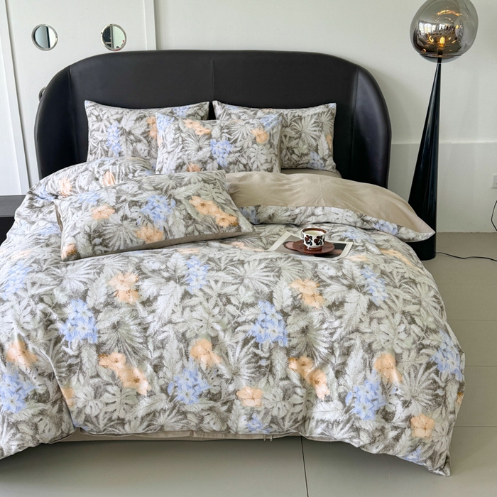 91家纺网 家纺一手货源 找家纺 千朵 2024新款轻奢全棉磨毛四件套 上春山