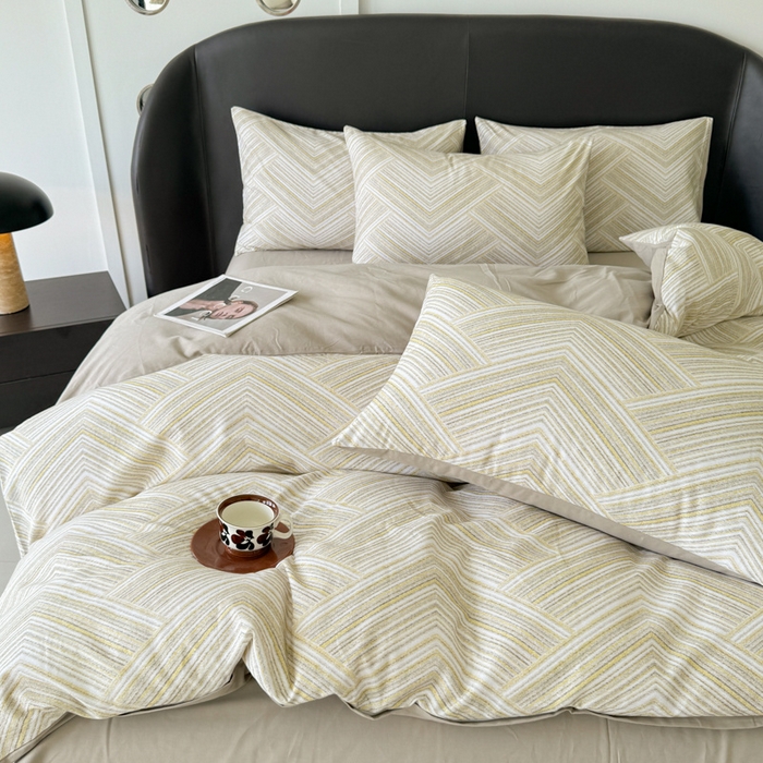 91家纺网 家纺一手货源 找家纺 千朵 2024新款轻奢全棉磨毛四件套 艾文绿