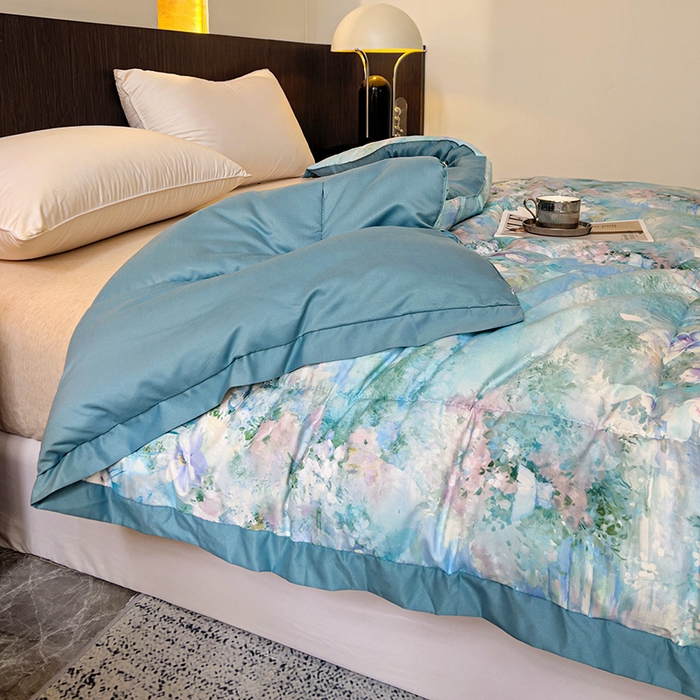 91家纺网 家纺一手货源 找家纺 亚龙工厂店 2024新款全棉数码印花鹿锦棉大豆冬被 江临仙境