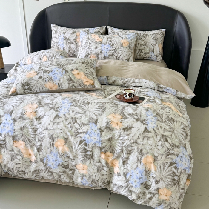 91家纺网 家纺一手货源 找家纺 千朵 2024新款轻奢全棉磨毛四件套 上春山