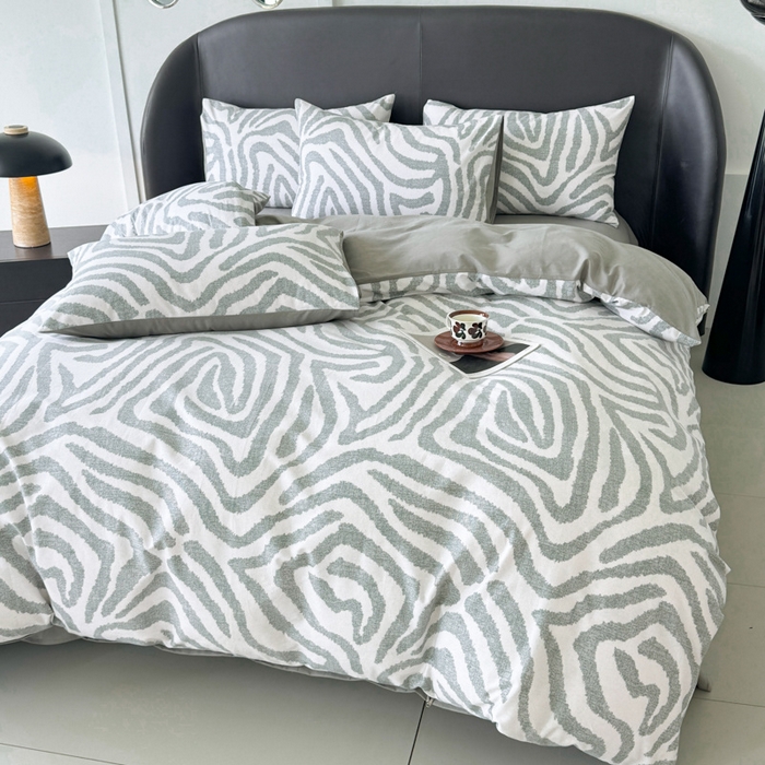 91家纺网 家纺一手货源 找家纺 千朵 2024新款轻奢全棉磨毛四件套 马德里绿