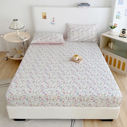 柠馨 2024新款简约全棉时尚印花床笠 枝枝桃桃