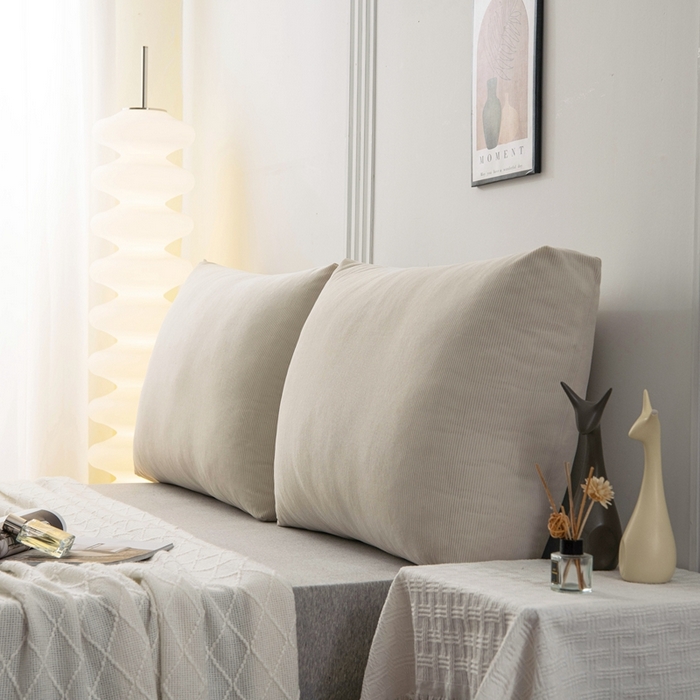 91家纺网 家纺一手货源 找家纺 美达人 2024新款灯芯绒面包款床头靠垫 白