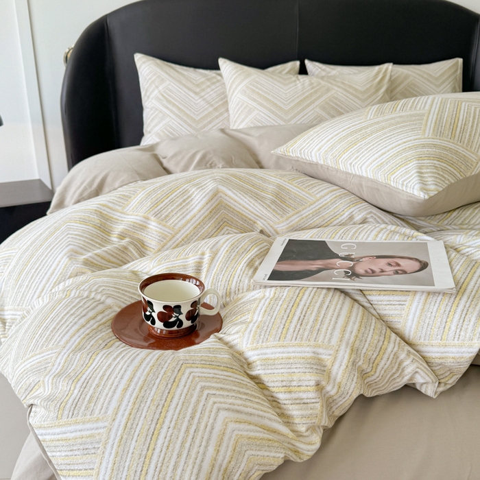 91家纺网 家纺一手货源 找家纺 千朵 2024新款轻奢全棉磨毛四件套 艾文绿