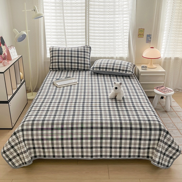 91家纺网 家纺一手货源 找家纺 沐纯家居 2025新款婴儿绒纯棉水洗床盖 莫奈格-灰