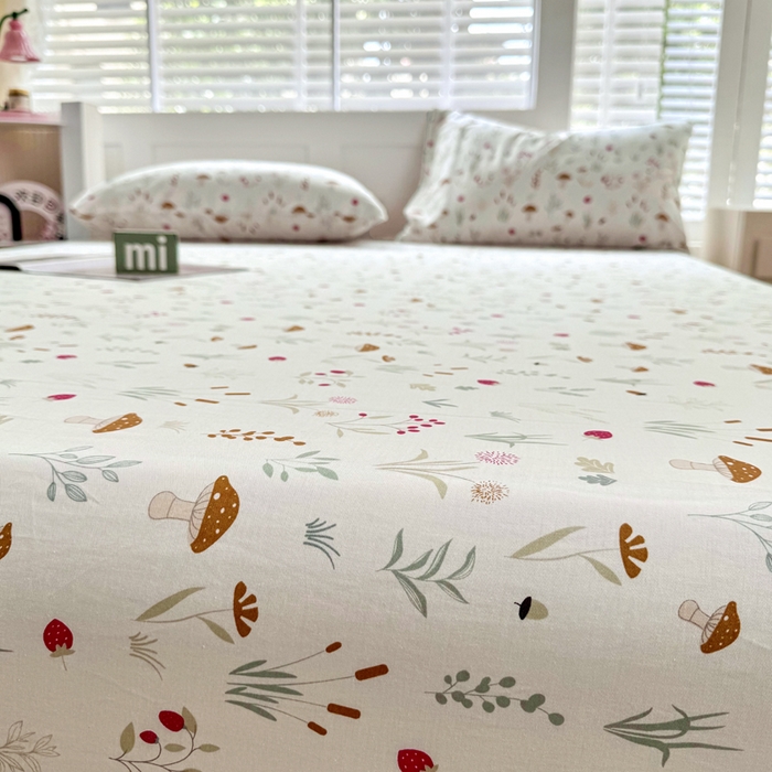 91家纺网 家纺一手货源 找家纺 柠馨 2024新款简约全棉时尚印花床笠 阳光森林