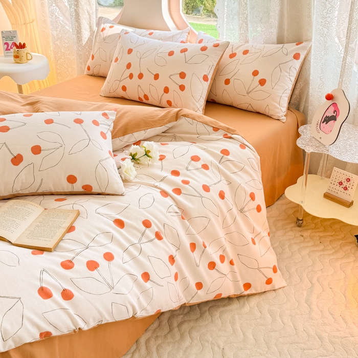 91家纺网 家纺一手货源 找家纺 千朵 2024新款全棉磨毛小清新印花四件套 小幸福