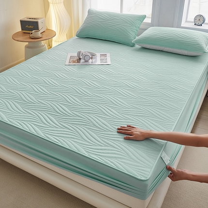 91家纺网 家纺一手货源 找家纺 （总）盛眠 2025新款水洗棉夹棉床笠-云漾