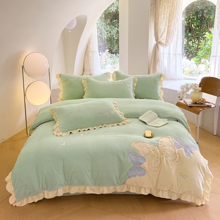 91家纺网 家纺一手货源 找家纺 （总）可以家居 2024新款全消光牛奶绒云绒法兰绒四件套-薇薇安