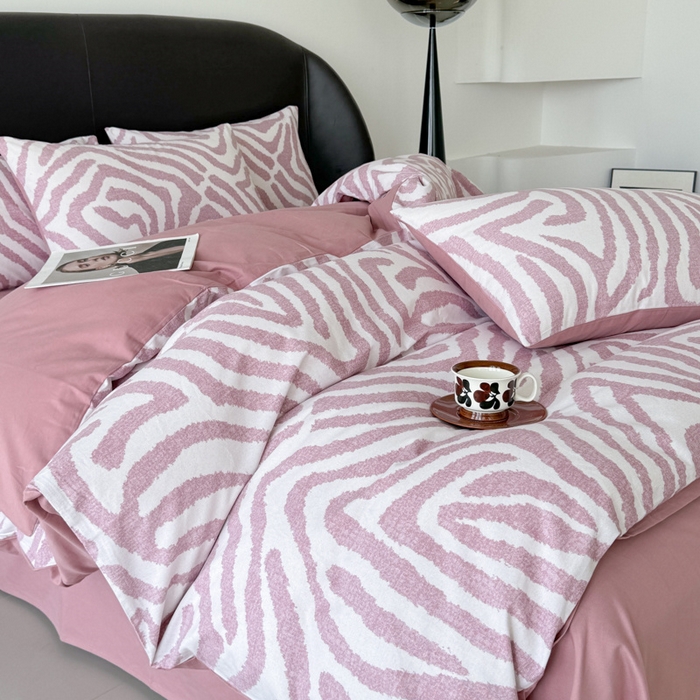 91家纺网 家纺一手货源 找家纺 千朵 2024新款轻奢全棉磨毛四件套 马德里红