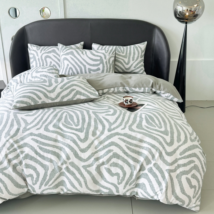 91家纺网 家纺一手货源 找家纺 千朵 2024新款轻奢全棉磨毛四件套 马德里绿