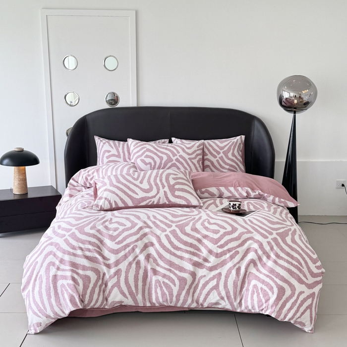 91家纺网 家纺一手货源 找家纺 千朵 2024新款轻奢全棉磨毛四件套 马德里红