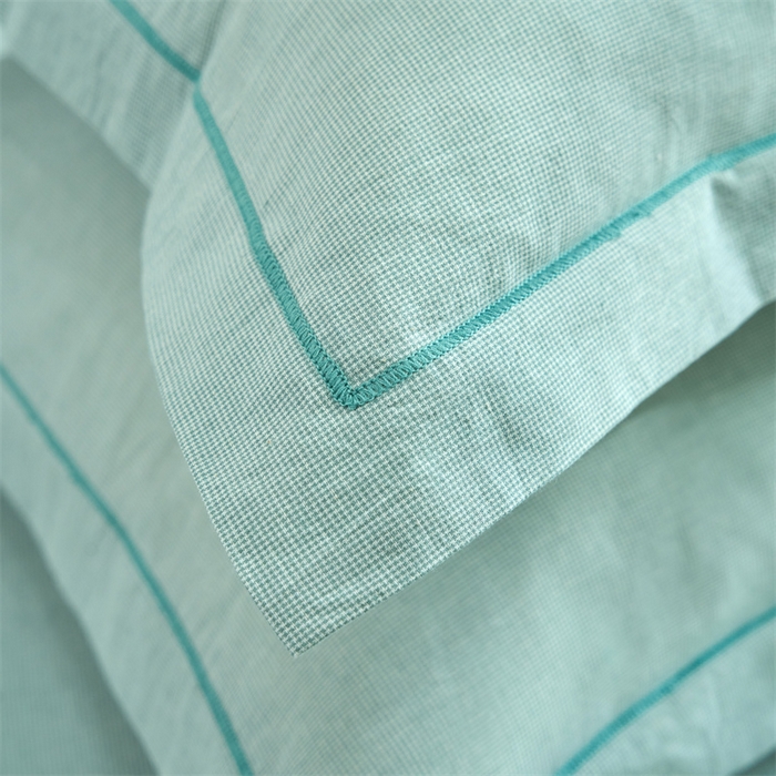 91家纺网 家纺一手货源 找家纺 三沁家居 2025新款格子色织全棉水洗棉四件套直播爆款量大价优 千鸟格绿