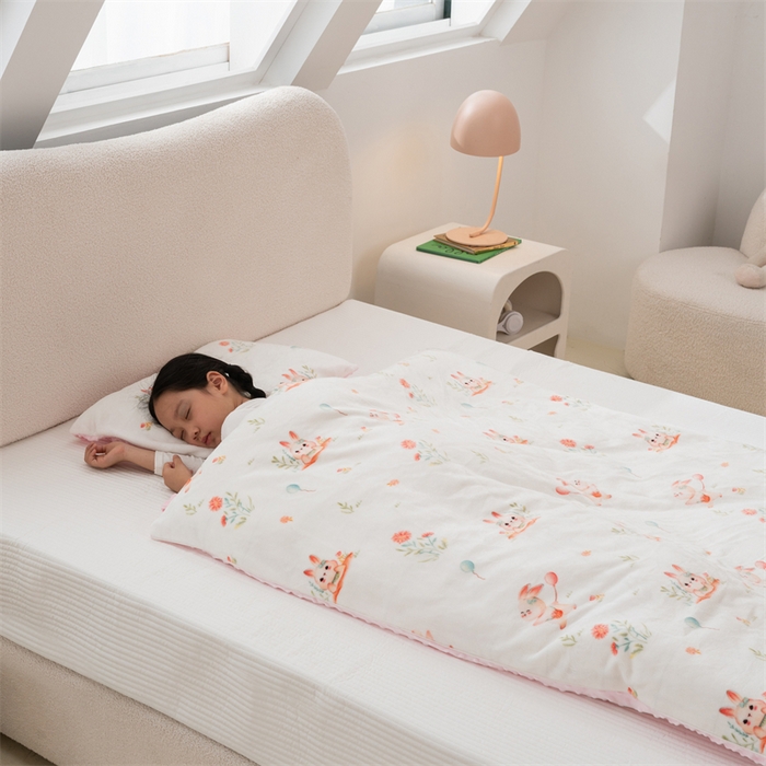 91家纺网 家纺一手货源 找家纺 艾佳宝贝 2024牛奶绒豆豆绒可拆式多功能防踢被 防踢被-春日游玩