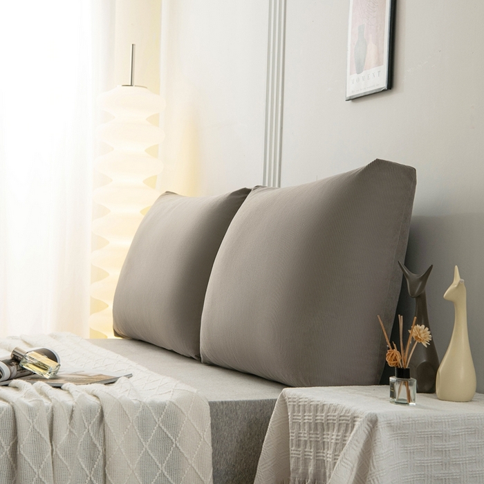 91家纺网 家纺一手货源 找家纺 美达人 2024新款灯芯绒面包款床头靠垫 浅灰