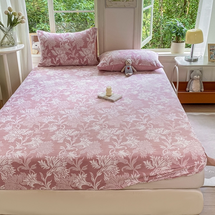 91家纺网 家纺一手货源 找家纺 大境 2024新款A类雕花绒牛奶绒床笠三件套单床笠宝宝绒婴儿绒 罗曼 贝壳粉