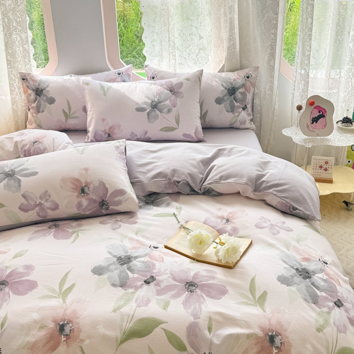 91家纺网 家纺一手货源 找家纺 千朵 2024新款全棉磨毛小清新印花四件套 妍颜