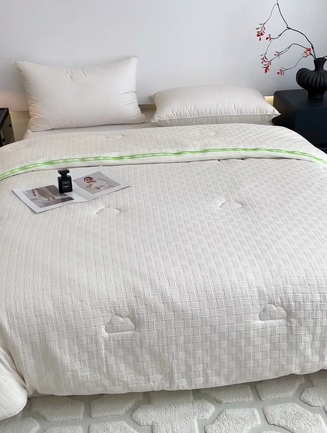 91家纺网 家纺一手货源 找家纺 亚龙工厂店 2024新款双胎子母被 云朵白