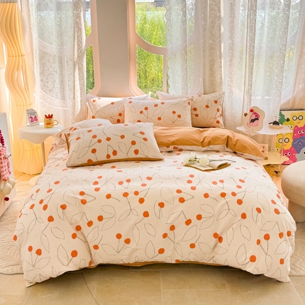 千朵 2024新款全棉磨毛小清新印花四件套 小幸福