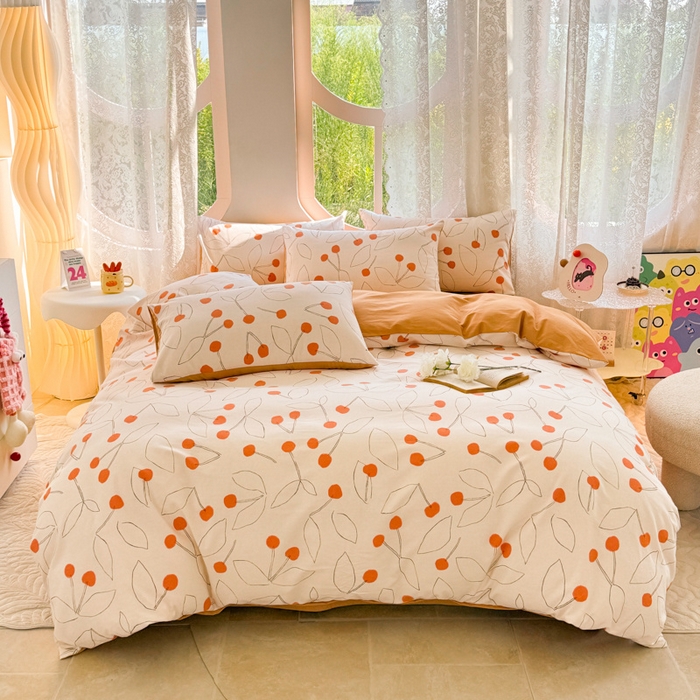 91家纺网 家纺一手货源 找家纺 千朵 2024新款全棉磨毛小清新印花四件套 小幸福