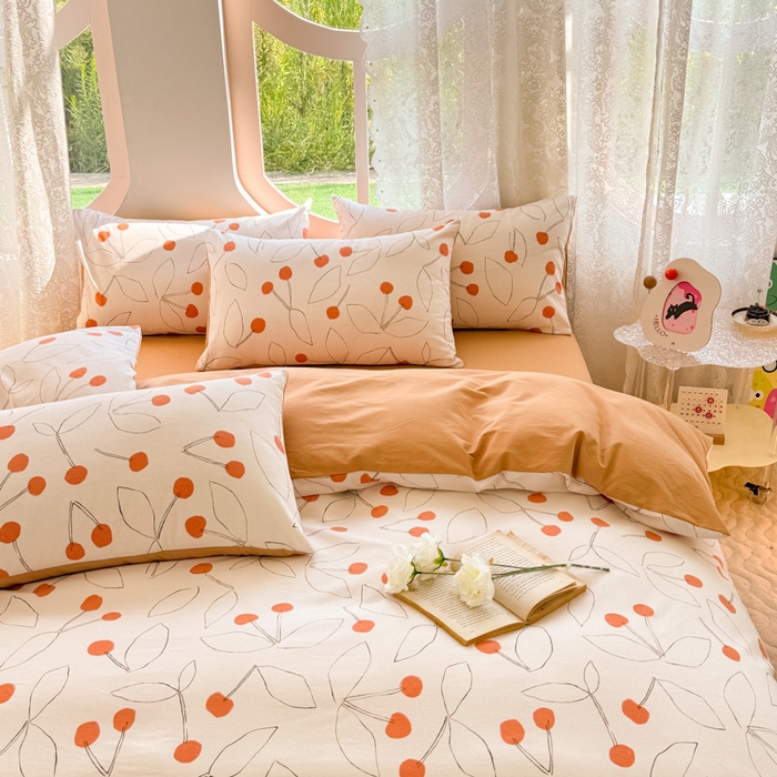 91家纺网 家纺一手货源 找家纺 千朵 2024新款全棉磨毛小清新印花四件套 小幸福