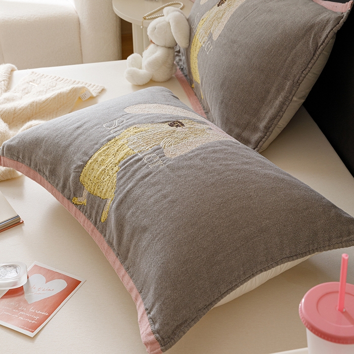 91家纺网 家纺一手货源 找家纺 麻依 2024新款纯棉纱布枕巾一对装全棉四层纱布54*78cm/对 兔儿女士