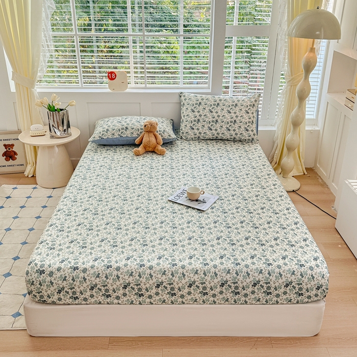 91家纺网 家纺一手货源 找家纺 柠馨 2024新款简约全棉时尚印花床笠 星雅