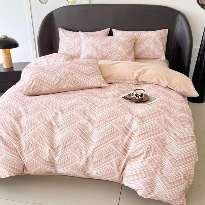 91家纺网 家纺一手货源 找家纺 千朵 2024新款轻奢全棉磨毛四件套 艾文咖