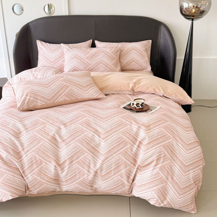 91家纺网 家纺一手货源 找家纺 千朵 2024新款轻奢全棉磨毛四件套 艾文咖