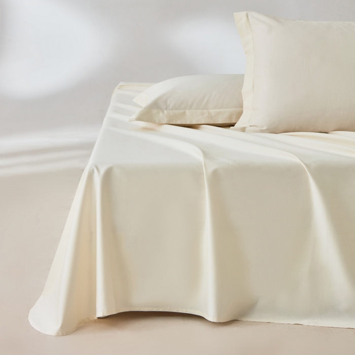 91家纺网 家纺一手货源 找家纺 轩和家居 2024新款A类50S贡缎长绒棉单床单系列 奶芋黄