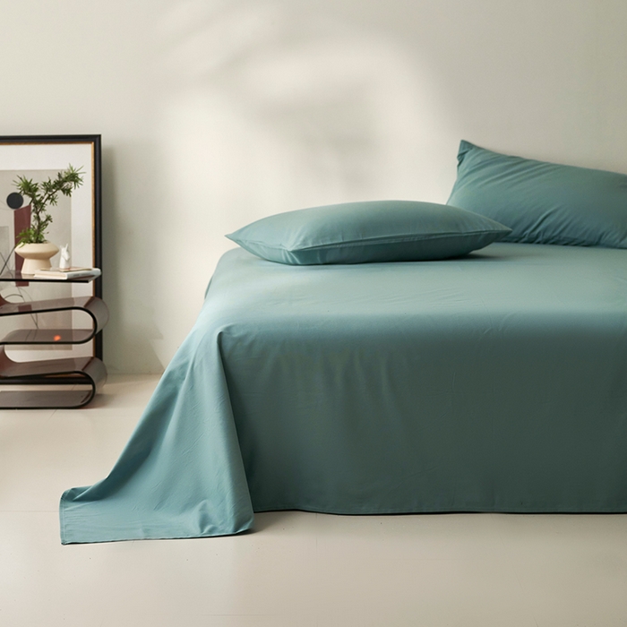 91家纺网 家纺一手货源 找家纺 2024新款全棉加厚磨毛纯色单床单系列 尼罗河蓝