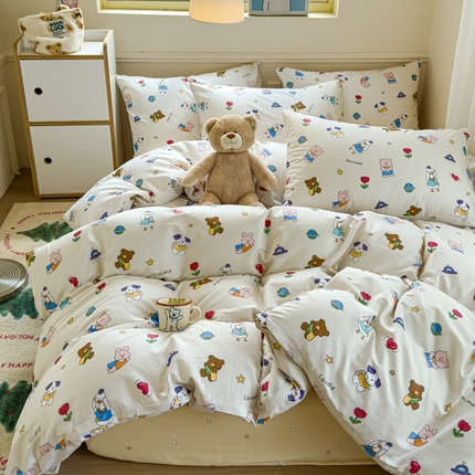 91家纺网 家纺一手货源 找家纺 （总）耀悦家纺 2025新款a类13372小清新ins博主风纯棉四件套