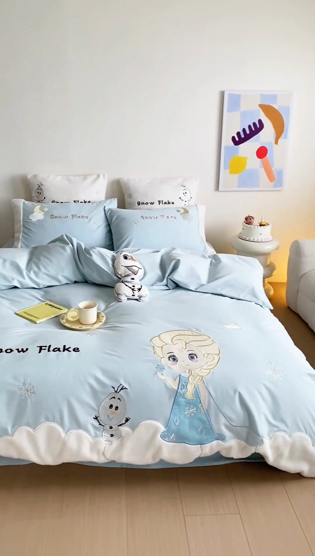 91家纺网 家纺一手货源 找家纺 （总）星野 2024秋冬新款陶瓷磨毛刺绣贴布绣四件套-雪季