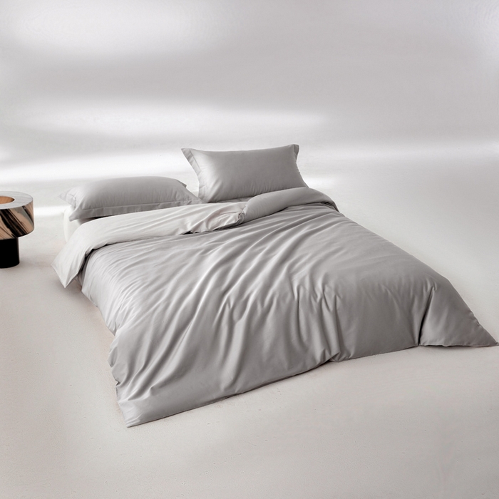 91家纺网 家纺一手货源 找家纺 轩和家居 2024新款A类50S贡缎长绒棉单被套系列 雅士灰+迷雾灰