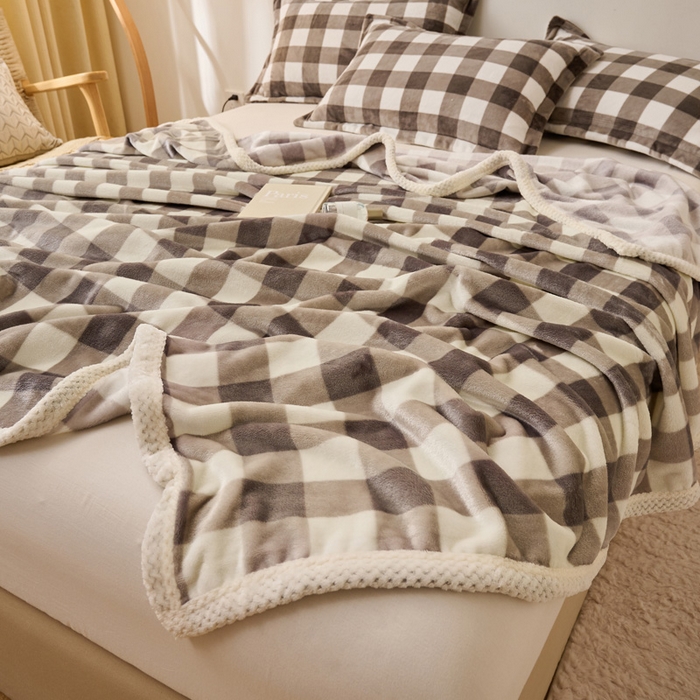 91家纺网 家纺一手货源 找家纺 吾诺家居 2024新款无印风牛奶绒毯多功能毛毯 灰色中格