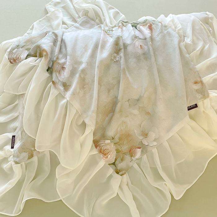 91家纺网 家纺一手货源 找家纺 A类全工艺全棉磨毛四件套纯棉雪纺纱拼接浪漫法式风加厚保暖床单被套秋冬床上用品 星玥绿