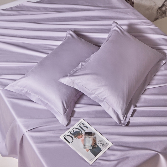 91家纺网 家纺一手货源 找家纺 轩和家居 2024新款A类50S贡缎长绒棉单床单系列 仙仙紫