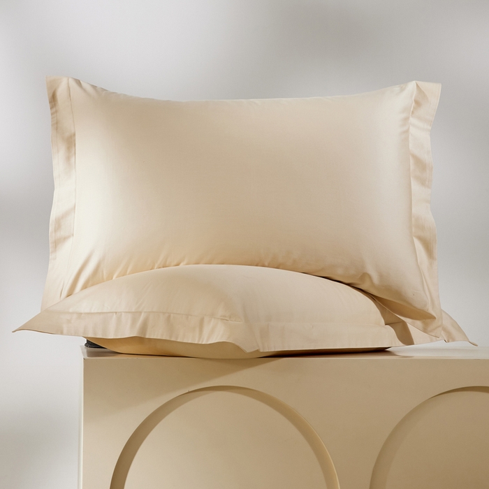 91家纺网 家纺一手货源 找家纺 轩和家居 2024新款A类50S贡缎长绒棉单枕套系列 浅香槟