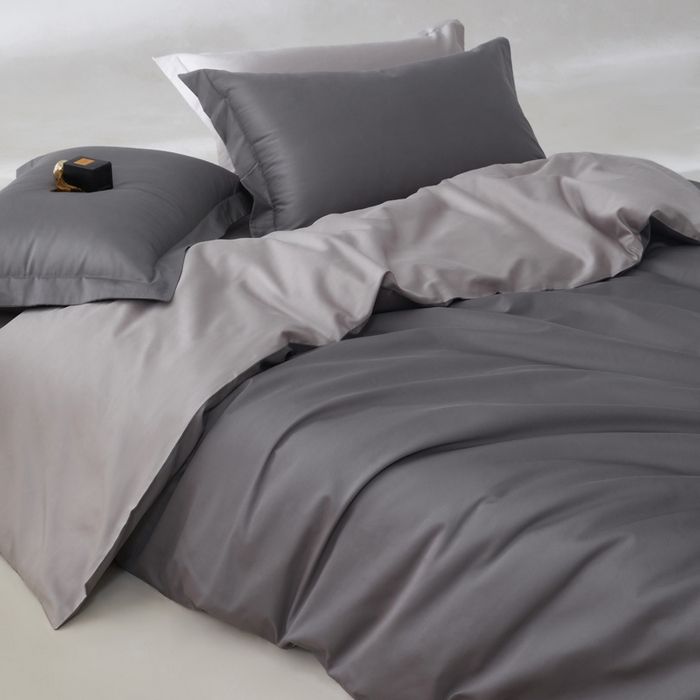 91家纺网 家纺一手货源 找家纺 轩和家居 2024新款A类50S贡缎长绒棉四件套系列 梦境灰+雅士灰